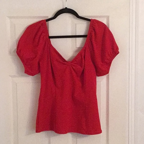 NWT Vixen By Micheline Pitt Powder Puff Top In Red - Picture 5 of 9